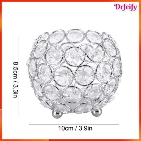Bougeoir chauffe-plat en cristal - - Diamètre 10 cm - Argent - Cristal creux - Base métal stable (1/5)
