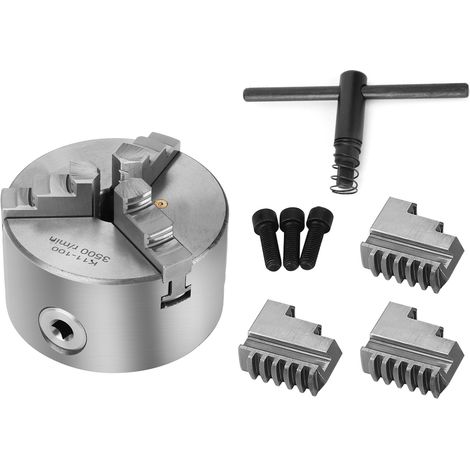Mandrin de tour métal auto-centrant 3 mors 4 pouces avec mors supplémentaires, accessoires pour machine de tournage (1/5)