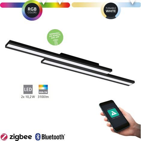 Plafoniera Contemporanea Saliteras-Z Acciaio Nero 2 Luci Led Integrato 10,2W (1/4)