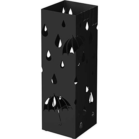 songmics Eleganter Metall-Regenschirmständer Schwarz 15,5x15,5x49 cm