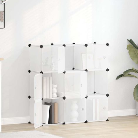 Vidaxl – Organiseur de rangement en cube 9 cubes modulaires – Dimensions 94,5 x 31,5 x 94 cm – Panneaux en PP transparent – Capacité 10 kg par cube