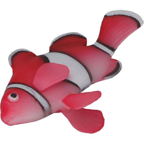 Poisson-clown artificiel flottant en silicone à effet lumineux, décoration d'aquarium avec ventouse rouge (1/5)