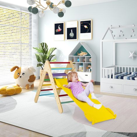 3 en 1 Triangle d'Escalade Enfant en Bois Rampe Double Face à Angle Réglable pour Grimper et Glisser Multicolore CW7311 Maison Chic (1/3)