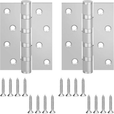 2 Pieces Charnière en Inox, 100 X 75 X 2,5mm Charniere Porte Lourde 4 pouces, avec 16 Vis en Acier Inoxydable, pour Porte, Fenêtres (1/5)
