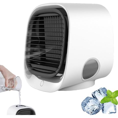 Rafraîchisseurs d'air par évaporation – Ventilateur Rafraîchissant avec Réservoir d'Eau et Veilleuse LED, Mini Climatiseur Évaporatif Faible Bruit pour Voiture, Chambre, Bureau (White) (1/5)