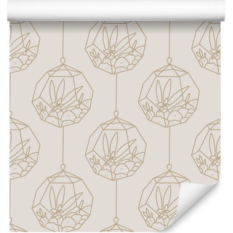 Papier peint cactus gris clair et blanc pour salon et chambre 50x1000 cm (1/5)