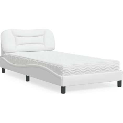 Cama con colchón Hvar cuero sintético blanco 100x200 cm vidaXL (1/5)