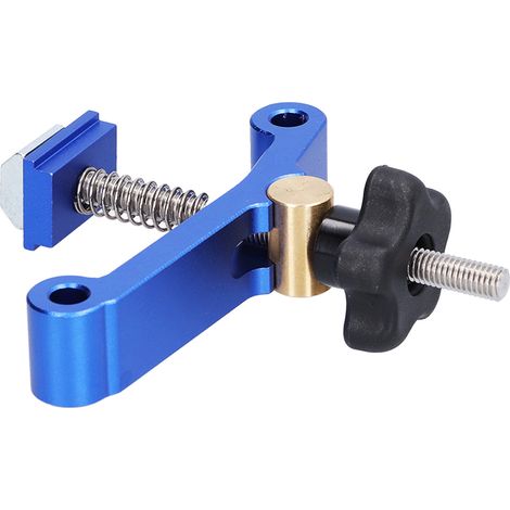 Serre-joint plaque pression fixation pour rail en T établi bois métal alliage aluminium bleu M8 ensemble 2 pcs (1/5)
