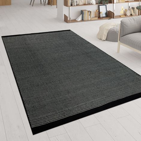 Paco Home Handgewebter Teppich Flachgewebe Skandinavischer Look Meliert Webmuster Schwarz 240x340 cm (1/4)