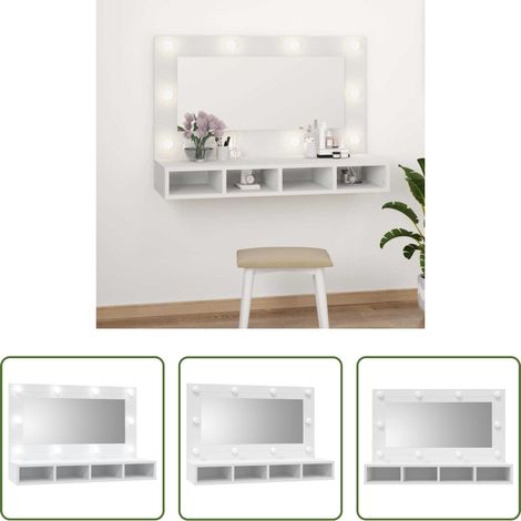 vidaXL LED-Beleuchtung - Spiegelschrank mit LED Weiß 90x31,5x62 cm (1/5)