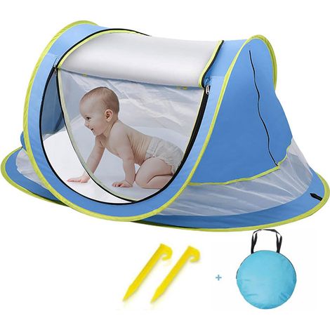 Tente de plage pour bébé, lit de voyage imperméable, moustiquaire pliable UPF 50+, tente parasol respirante, lit de tente extérieur anti-UV (1/5)