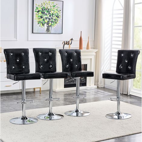 Chaises salle manger lot de 4 vintage PVC noir OKMYHOME (1/5)
