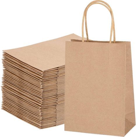 40X Sac Kraft Sac en Papier Kraft Marron Sac Cadeau avec Poignée Petit Sachet Papier Kraft Brun pour Anniversaire Mariage Noël et Célébrations de Fête, 21x15x8cm