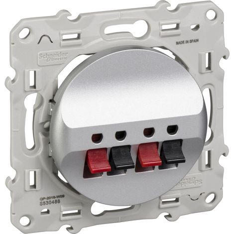 – Prise haut-parleur 1 poste à vis – Enjoliveur alu – Bornes à pression – Installation facile pour intérieur moderne