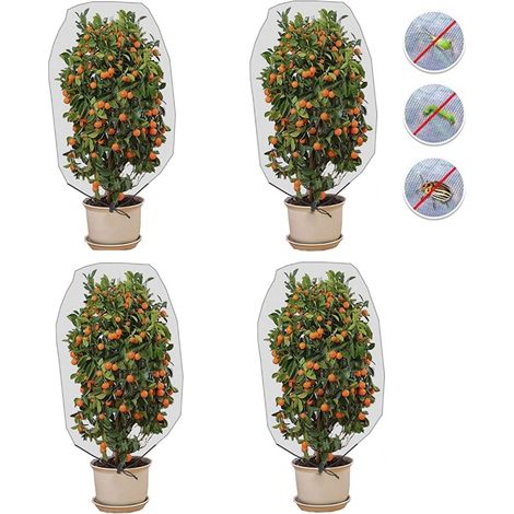 Lot de 4 sacs de protection en filet pour plantes, arbres et légumes, 75 x 80 cm, pour jardin et serre. (1/5)