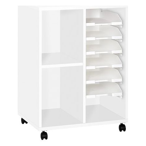 Desserte mobile mixte bois 6 corbeilles coulissantes Pixy - Corps blanc - Maxiburo (1/2)