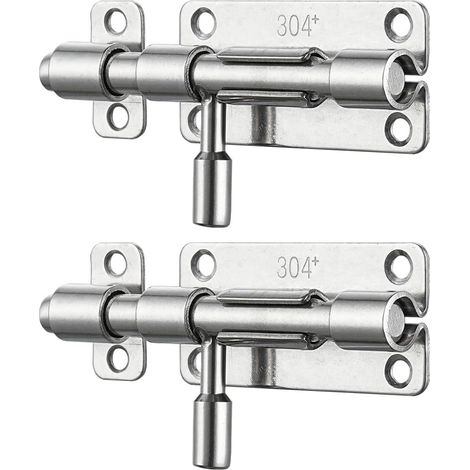 Serrures de porte, ensemble de 2 verrous de porte extérieure en acier inoxydable 304, serrures de porte extérieure, serrures de porte coulissante en acier inoxydable, adaptées aux entrepôts et aux por (1/5)
