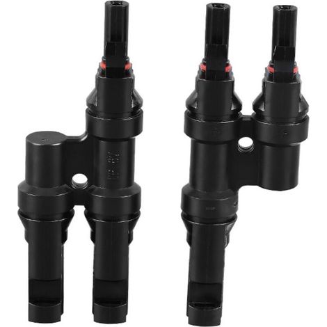Y Connecteur 2 prises + répartiteur femelle panneau solaire photovoltaïque 1500 V Connecteur de câble solaire Alimentation Cuivre PPO étanche IP68 Noir (1/4)