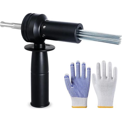 Dérouilleur d'aiguilles, embout scaler d'aiguille, dérouilleur électrique avec tige SDS, adaptateur d'aiguille avec 1 paire de gants, nettoyant pour taches de soudure