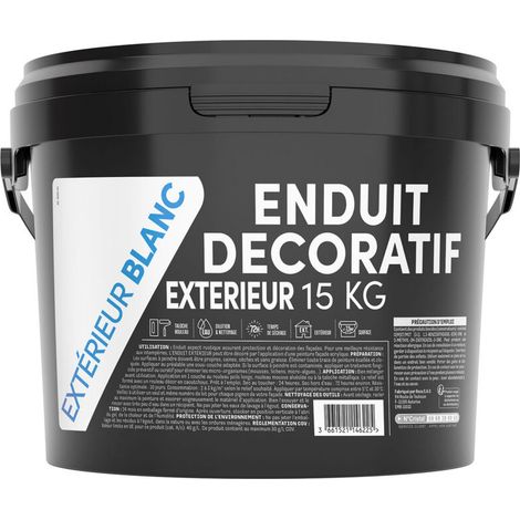 Enduit de façade crépi extérieur blanc 15kg – Résine acrylique – Application sur béton et briques – Aspect mat rustique