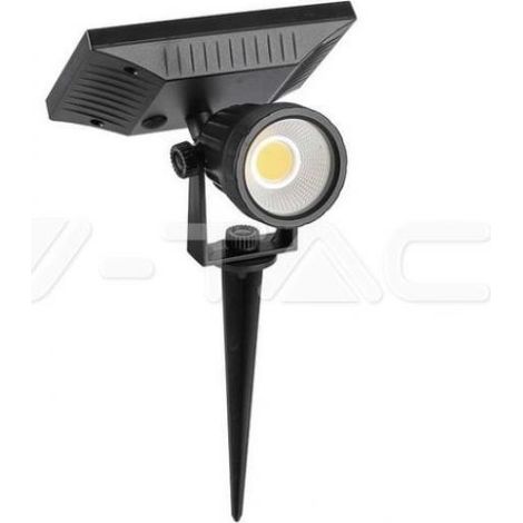 Foco LED de jardín V-TAC con pincho, negro, con panel solar, 2 W, blanco cálido, IP65 (1/5)