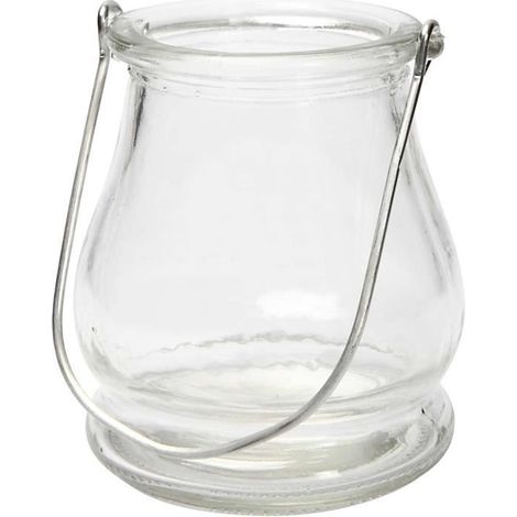 Lanterne sphérique en verre transparent avec anse en métal. réf 55856