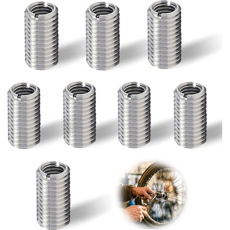 Lot de 8 Inserts Filetés M12 vers M10,15 mm en Acier Inoxydable,Filetage Adaptateurs Manchon Réducteur Écrou,Insert Fileté M12 sur M10,Adaptateur Fileté, Kit de Réduction de Filetage (1/5)