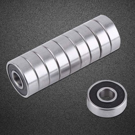Ulisem 10 miniature deep groove ball bearings 608-2RS with black plastic cover, carbon steel, skateboard bearings, double sealed shielded deep groove balls, ad (1/4)
