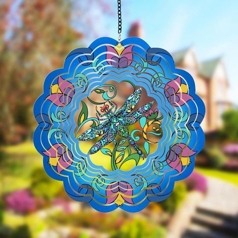 Edelstahl Windspiel Libelle für Garten & Balkon, 3D-Effekt, wetterfest