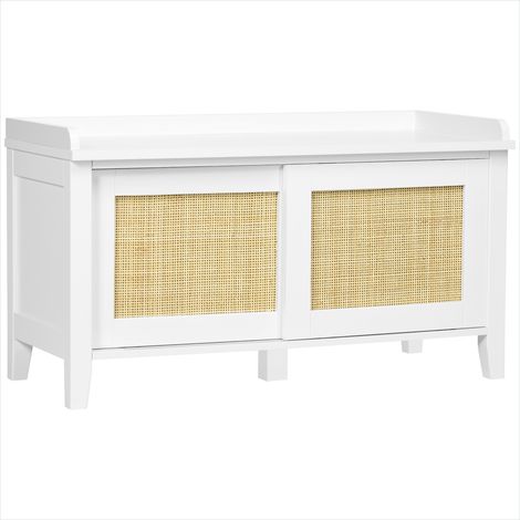 Console d'entrée avec rangement à chaussures et façades rotin 80 (1/5)