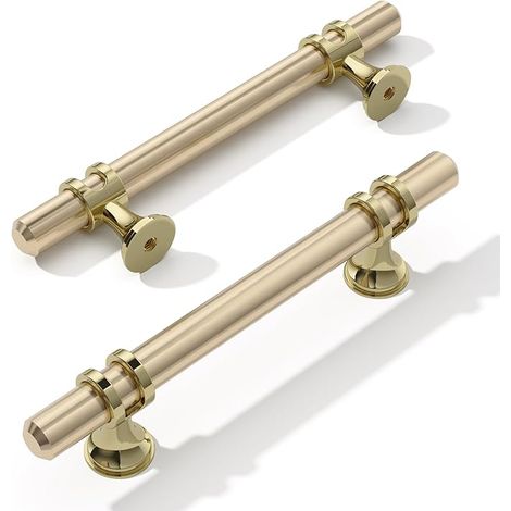 Möbelgriff-Set, 10-teilig, 96 mm Lochabstand, Möbelgriffe, Schrankgriffe, Küchengriffe, Schubladengriffe, Gold + oxidiertes Glanzgold (1/5)
