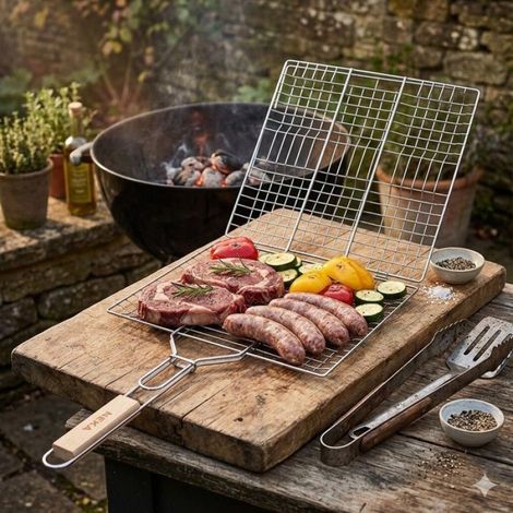Grille double 30 x 40 cm pour barbecue (1/3)