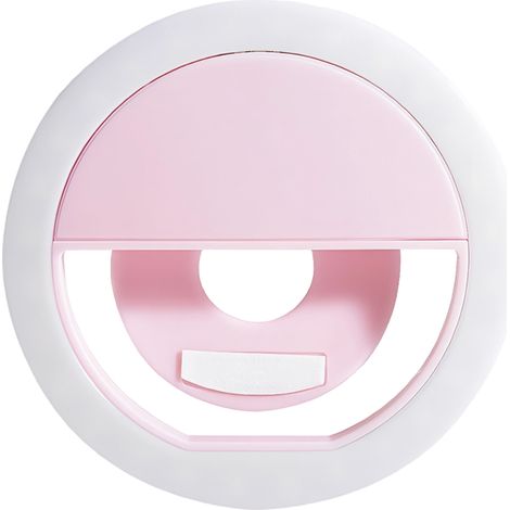 Ringlamp - 180° Giratoria - 3 Colores De Luz Y 3 Niveles De Brillo - Recargable Por USB-C - Para Smartphone Y Ordenador Portátil - Rosa - 1 Unidad (1/5)
