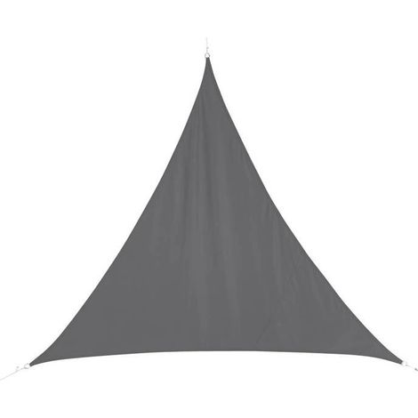 Voile d'ombrage triangulaire "Curacao" gris 4x4x4m en polyester (1/5)