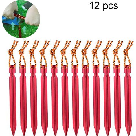 Piquets De Tente - Aluminium - 18 Cm - Pour Sol Dur Ou Mou - 12 Pièces (1/5)