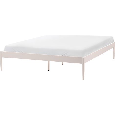 Cama con somier de metal 160 x 200 cm listones industrial beige claro Vaurs (1/5)