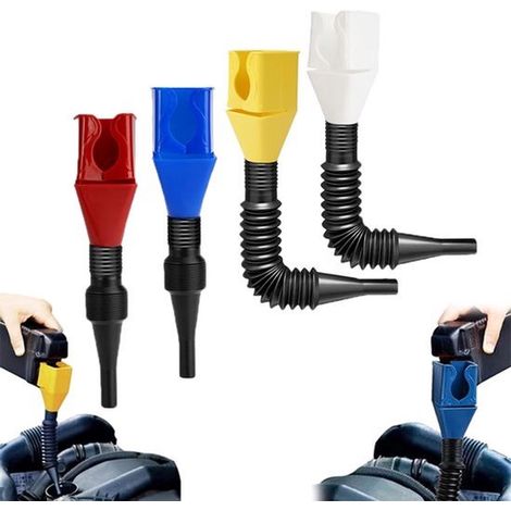 Embudo para aceite de coche, 4 piezas, Herramienta multifuncional portátil, Manos libres, Plegable, Flexible, Duradero, Embudo de llenado, Embudo (1/5)
