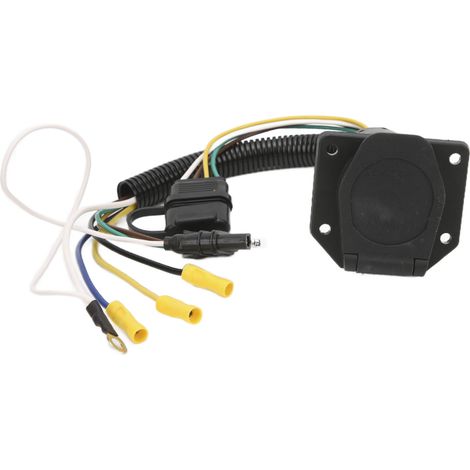 Adaptateur de faisceau de remorque, convertisseur de prise de remorque ronde 4 broches vers 7 broches, avec support de montage 4 broches vers 7 broches, adapté aux camping-cars. (1/5)