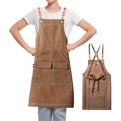 Grembiule per uomo e donna, grembiule in cotone, grembiule da cucina con cinturino regolabile e tasche, grembiule in tela, per cucina, cucinare, cuocere al forno, arte (1/4)