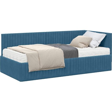 Maison Exclusive - Struttura Letto Angolare con Materasso 2 pcs Blu Velluto (1/5)