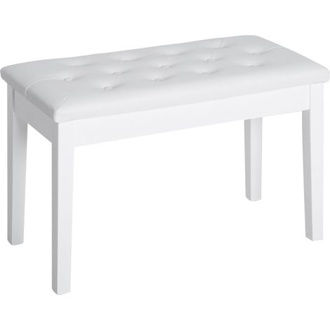 Tabouret de piano , banc de piano avec rangement intégré, chaise de piano avec coussin en similicuir, banc de piano, banc de clavier en bois massif pour piano, clavier, 76 x 36 x 50 cm, blanc
