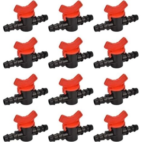 Vanne de régulation en plastique. Raccord pour tuyau d'arrosage. Vanne d'irrigation goutte à goutte pour tuyau d'arrosage de 16 mm. Lot de 12. (1/5)