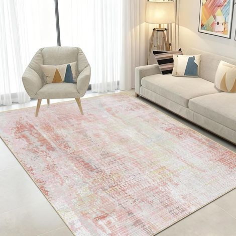 Tapis Salon Moderne à Poils Courts 140x200cm,Rose,Lavable,Antidérapant, pour Chambre Enfant,Bureau,Balcon (1/5)