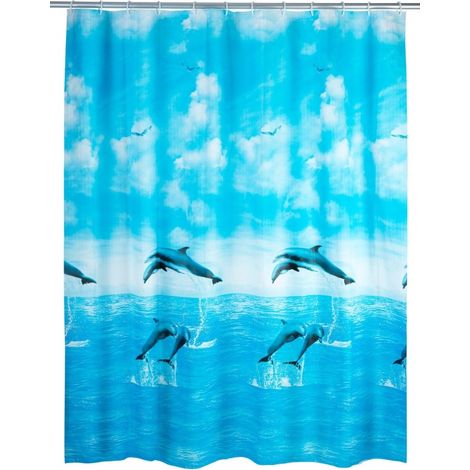 Cortina baño 180x200cm pvc delfines wenko 2 pz (1/2)