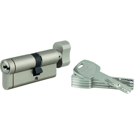 THIRARD - Lot de 10 cylindres à bouton Transit 1 30x40mm, nickelé, 5 clés - THIRARD