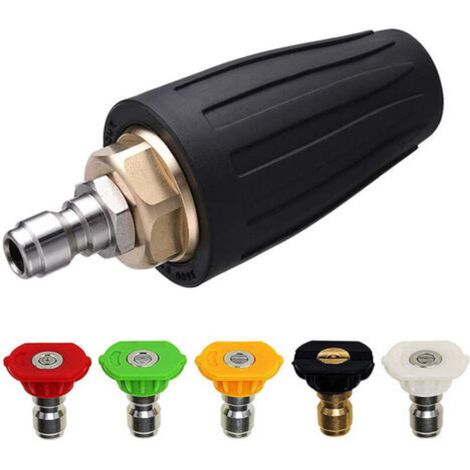 Turbo nozzle for high-pressure cleaner, rotating nozzle and 5 nozzles, 1/4" quick-connect fitting, 3000-4000 psi, 5.2mm orifice (1/4)