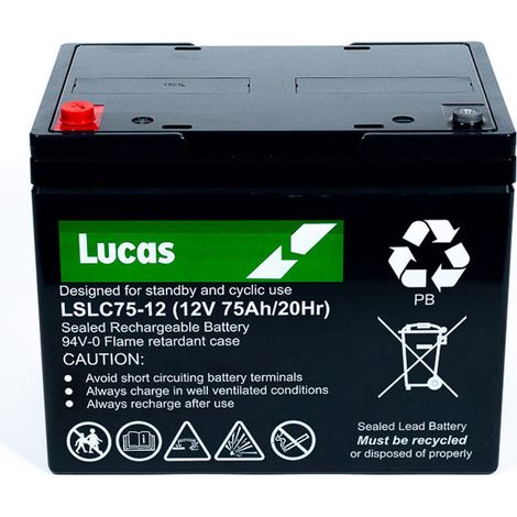 Batterie Plomb Etanche Stationnaire et Cyclage Lucas VRLA AGM LSLC75-12 12V 75Ah. (1/4)
