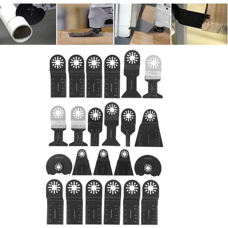 Kit de 23 lames de scie oscillantes en acier à haute teneur en carbone pour la découpe du plastique, du bois et des métaux tendres.