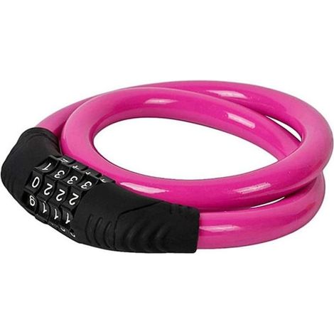 Serrure de vélo, cadenas de vélo avec 4 chiffres Code antivol intelligent chaîne antivol de moto pour poussettes de vélo, tondeuses à gazon et autres équipements (Rose) (1/5)