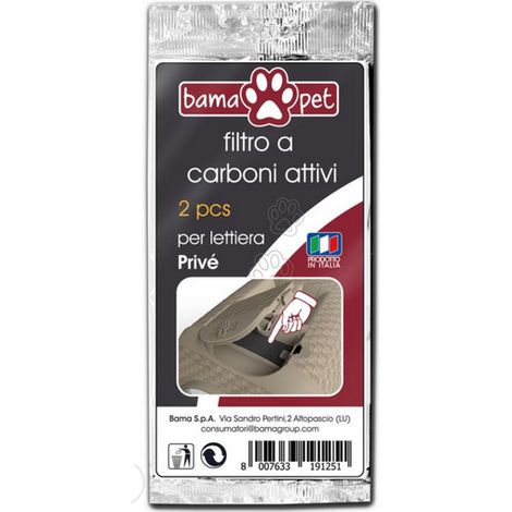 Filtri Ricambio Carboni attivi per lettiera Privè Bama Pet 2 pezzi